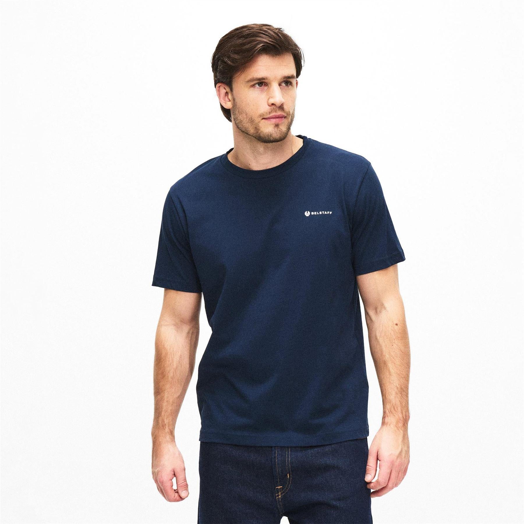 Black-Ink-White - Side - Belstaff Mens Logo Cotton T-Shirt (Pack of 3)