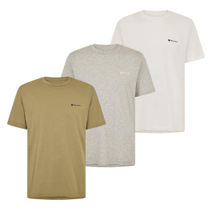 White-Green-Silver - Front - Belstaff Mens Logo Cotton T-Shirt (Pack of 3)