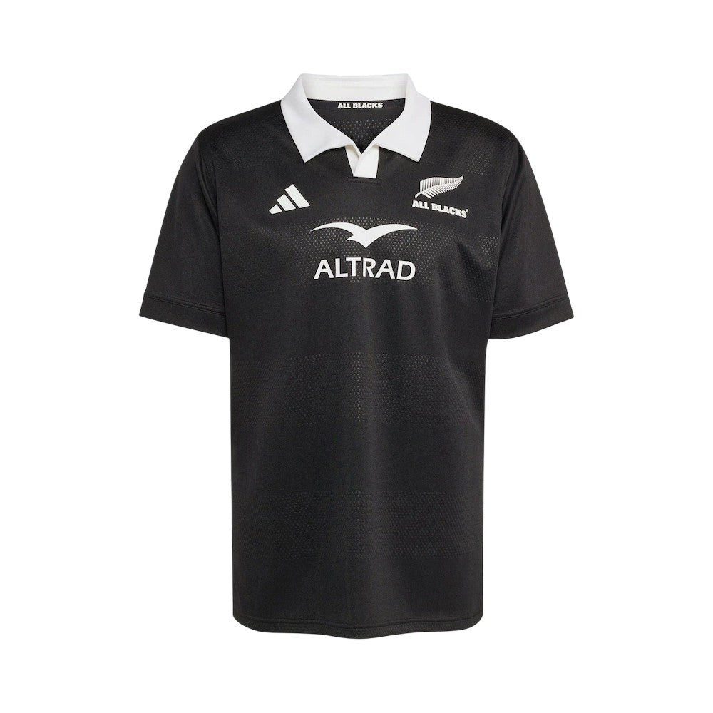 All Black - Front - Adidas Mens New Zealand Polyester Rugby Polo Shirt