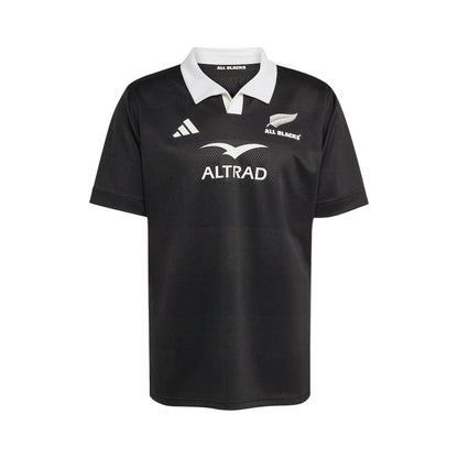 All Black - Front - Adidas Mens New Zealand Polyester Rugby Polo Shirt