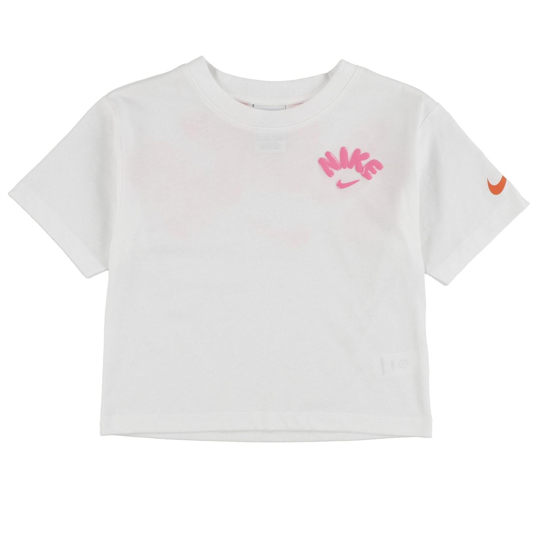 White - Front - Nike Childrens-Kids Bold Play Boxy T-Shirt