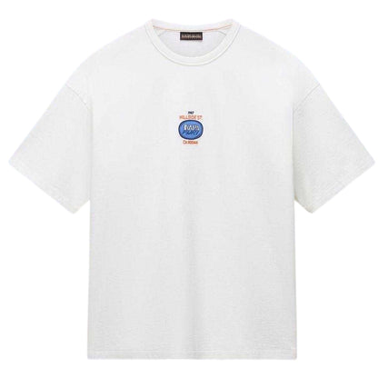 Heron White - Front - Napapijri Mens Krous Oversized T-Shirt