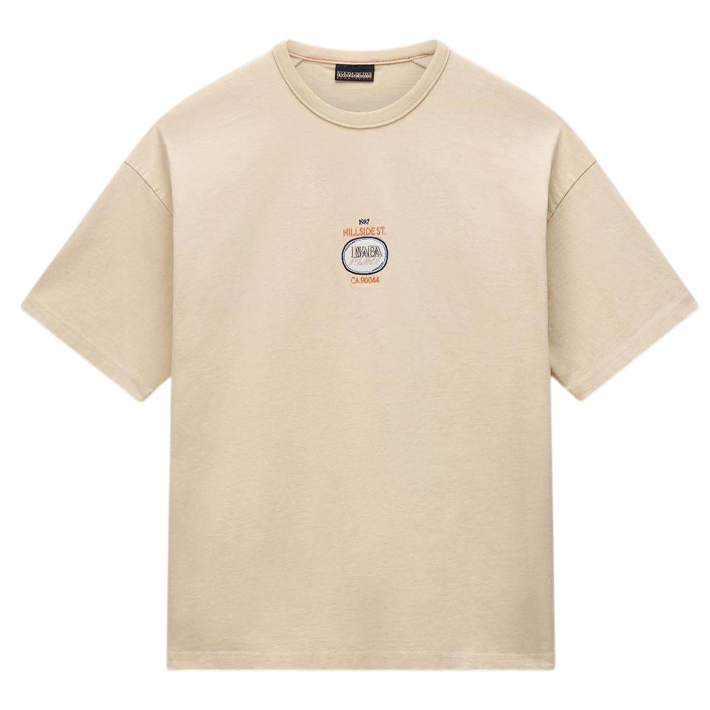 Beige - Front - Napapijri Mens Krous Oversized T-Shirt