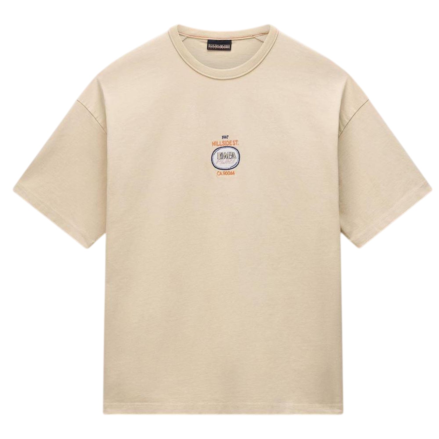 Beige - Front - Napapijri Mens Krous Oversized T-Shirt