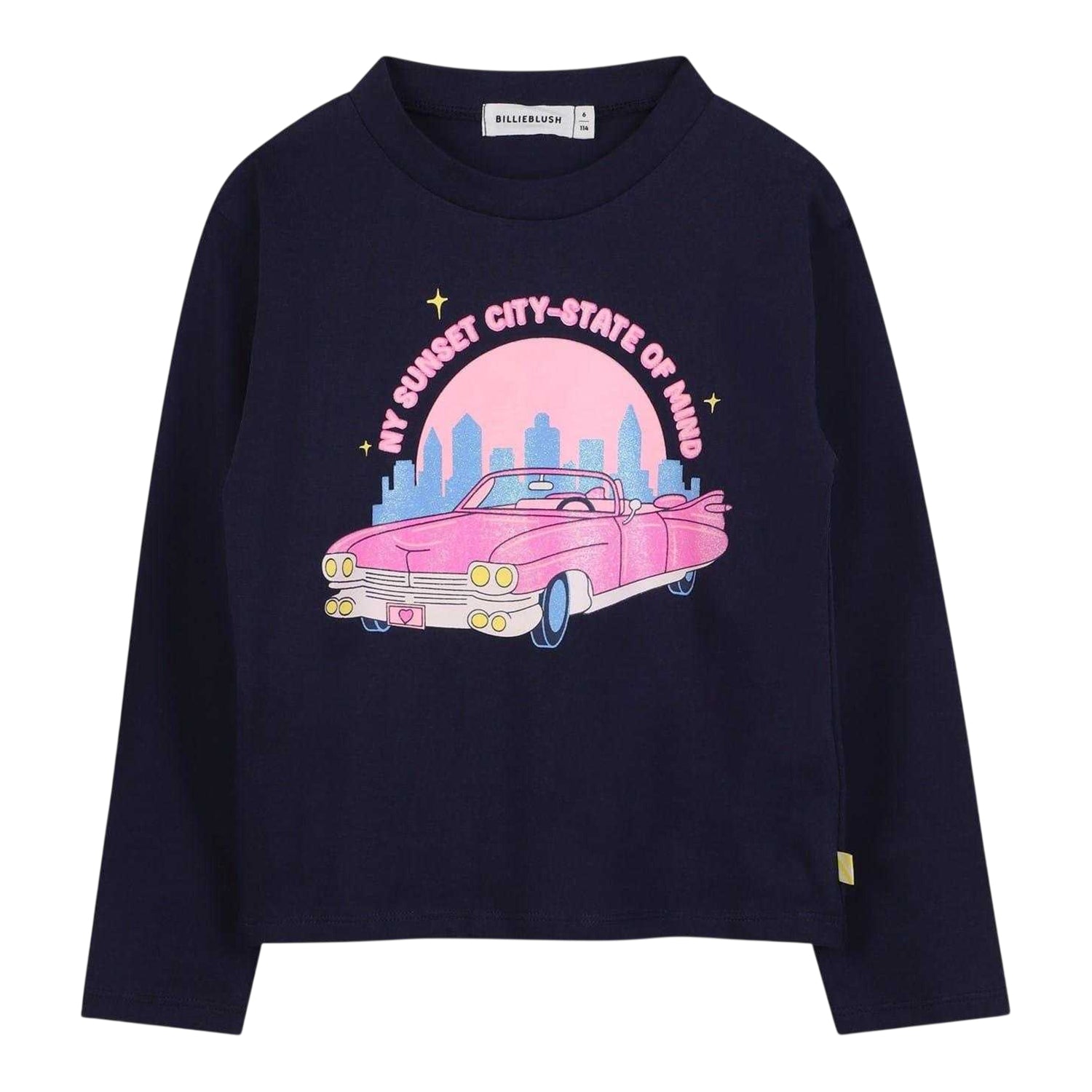 Navy - Front - Billieblush Childrens-Kids Graphic Long-Sleeved T-Shirt