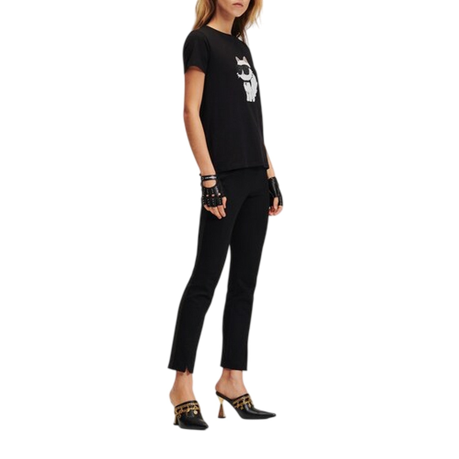 Black - Lifestyle - Karl Lagerfeld Womens-Ladies Choupette Cat Sequin T-Shirt