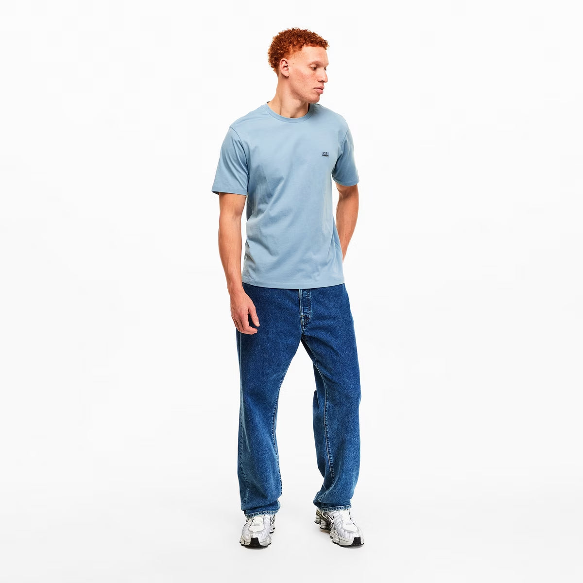 Light Blue - Close up - C.P. Company Mens 30-1 Jersey T-Shirt