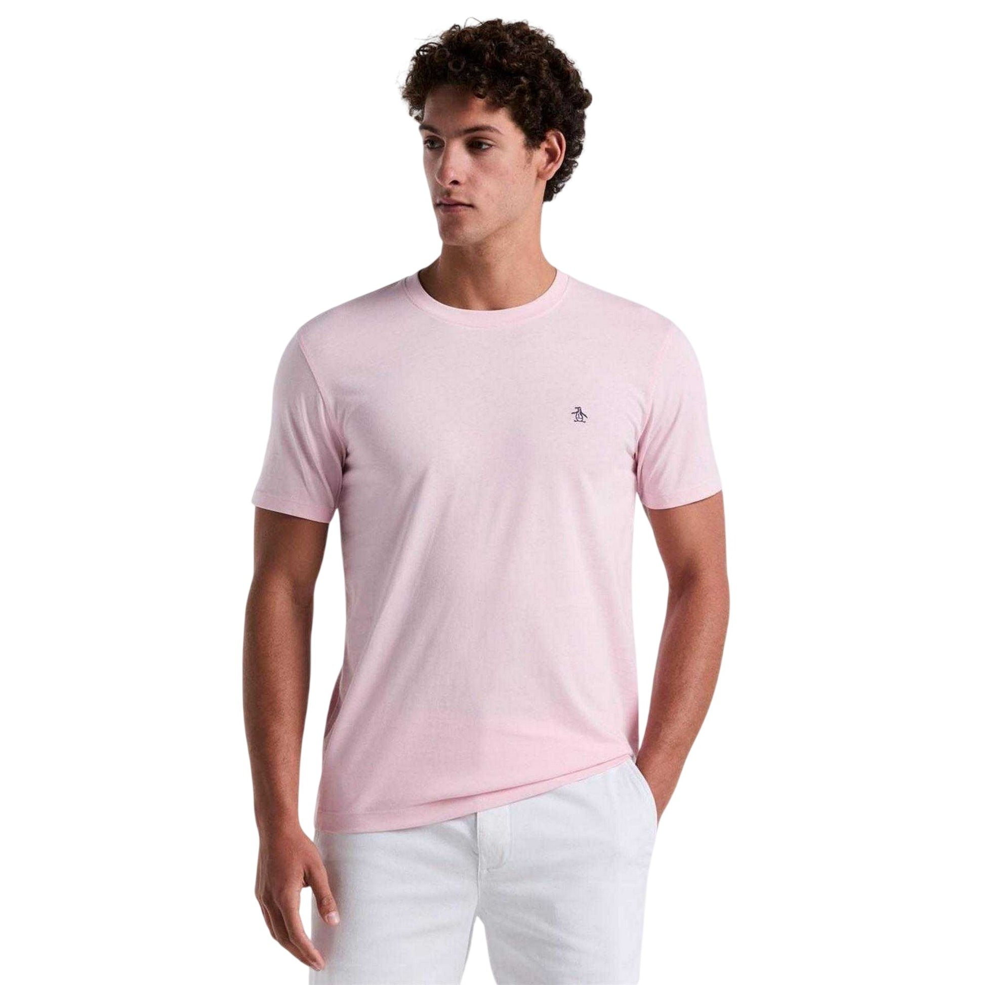 Pink - Front - Original Penguin Mens Pete Embroidered Logo T-Shirt
