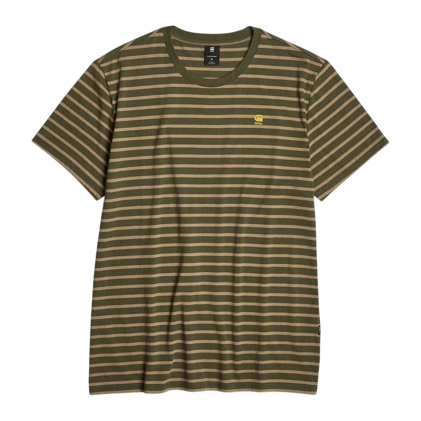 Olive Stripe - Front - G-Star Mens Striped Crew Neck Short-Sleeved T-Shirt
