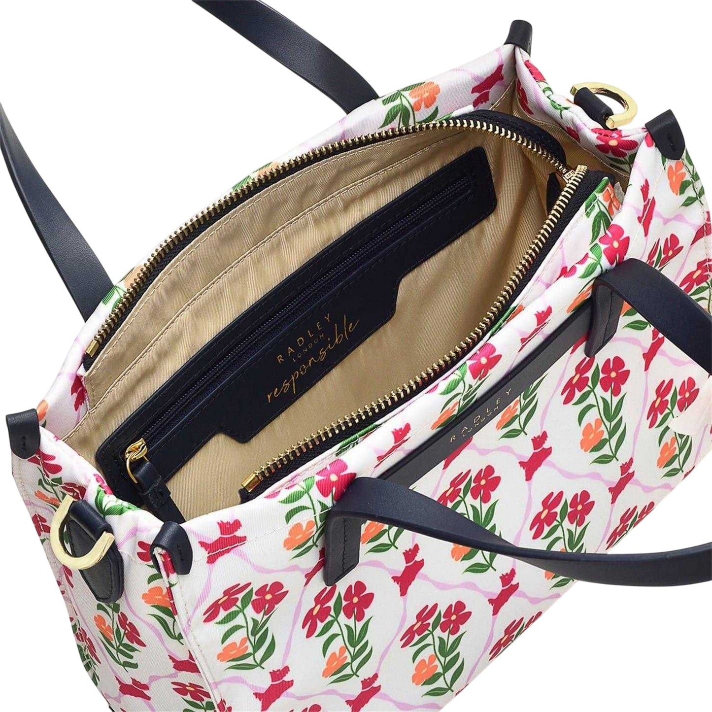 Black - Side - Radley Floral Recycled Polyester Shoulder Bag