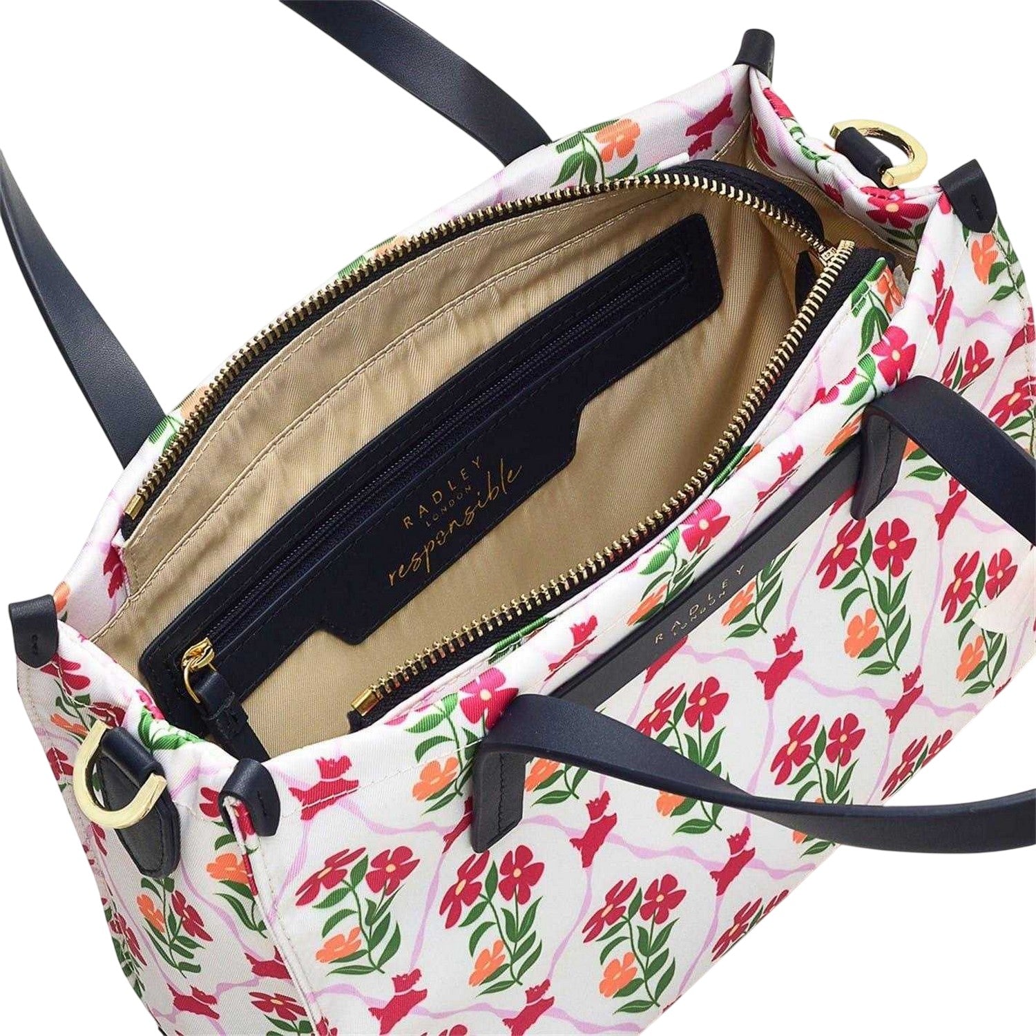 Black - Side - Radley Floral Recycled Polyester Shoulder Bag