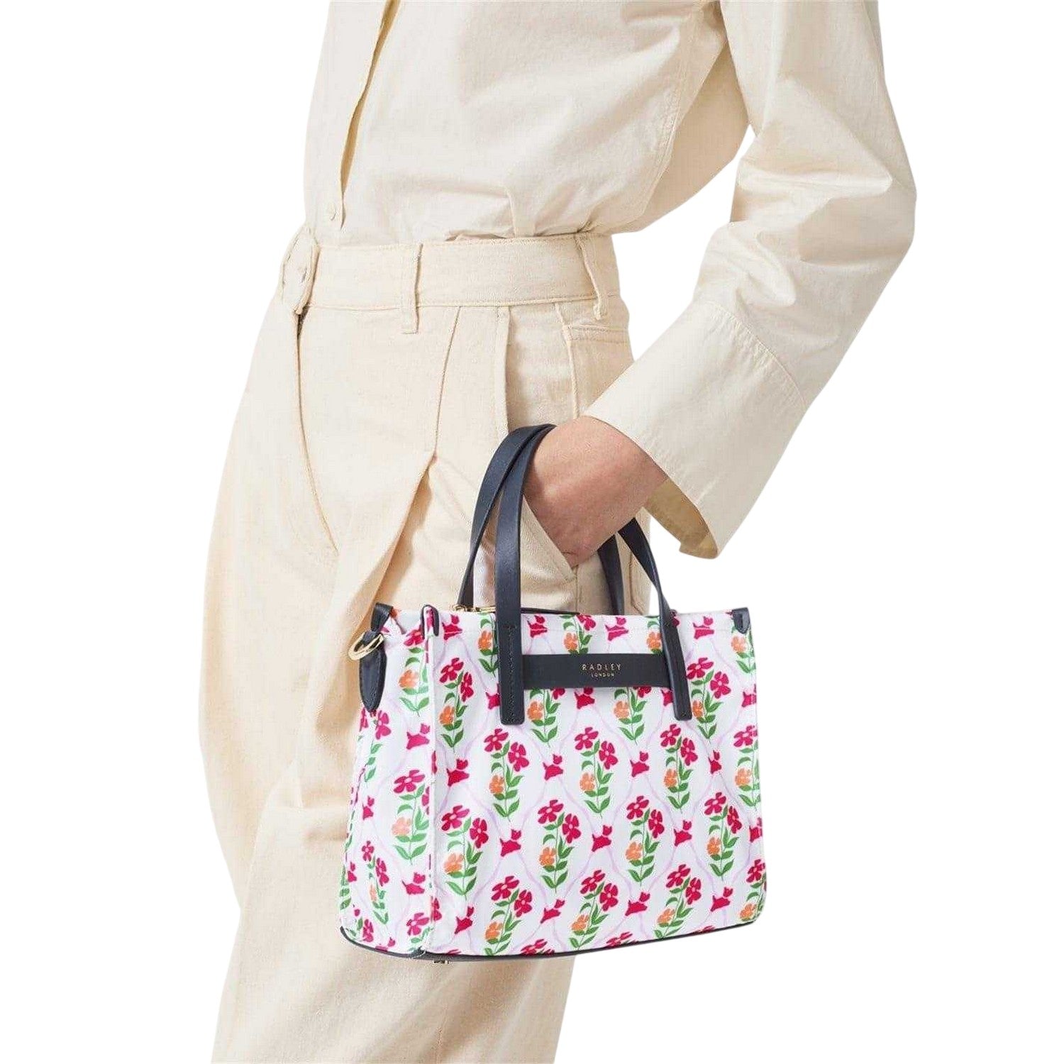 Black - Pack Shot - Radley Floral Recycled Polyester Shoulder Bag