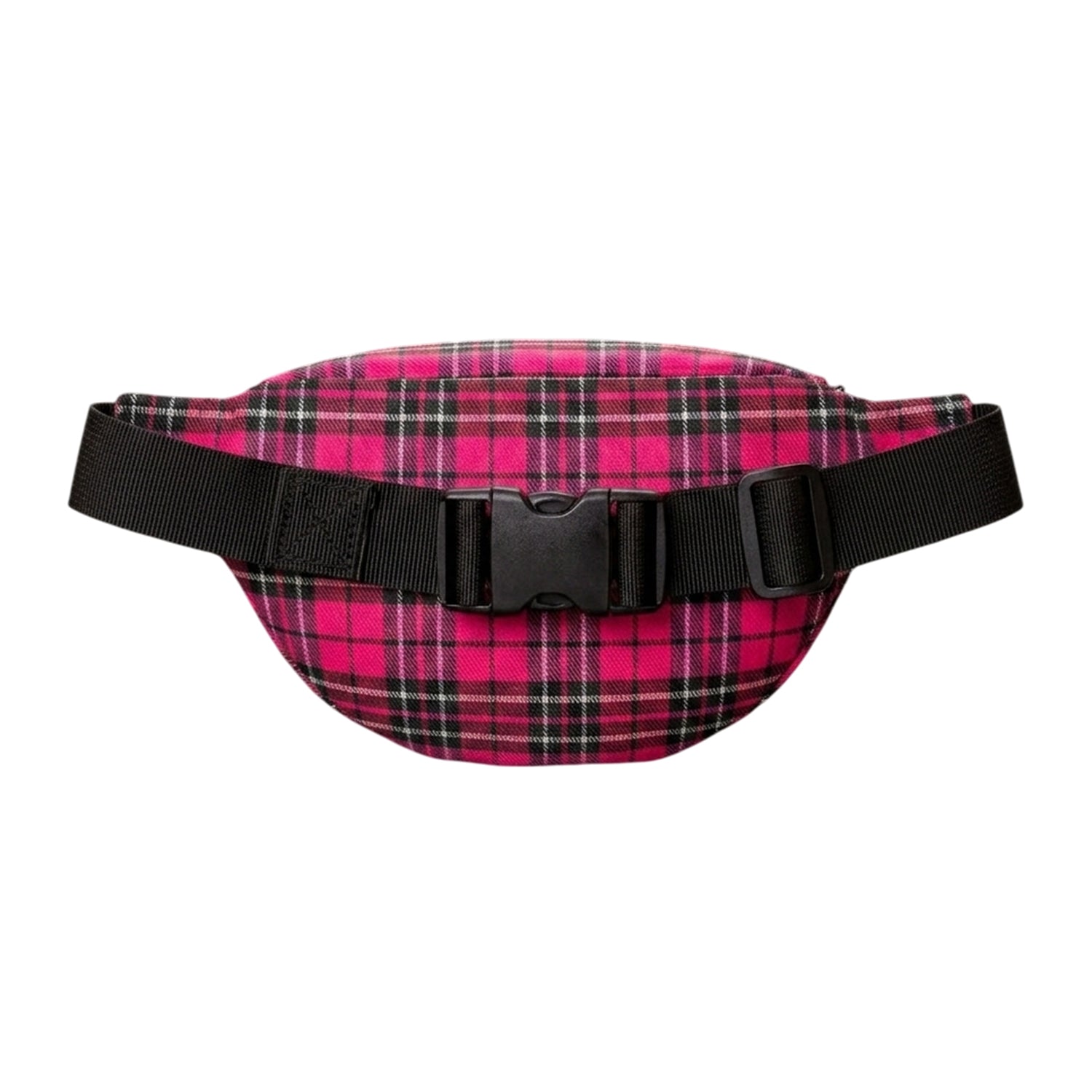 Pink - Back - Spiral Plaid Polyester Waist Bag