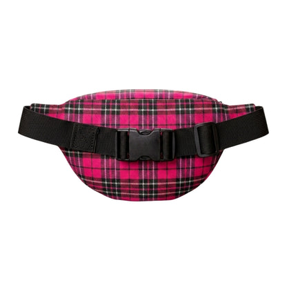 Pink - Back - Spiral Plaid Polyester Waist Bag
