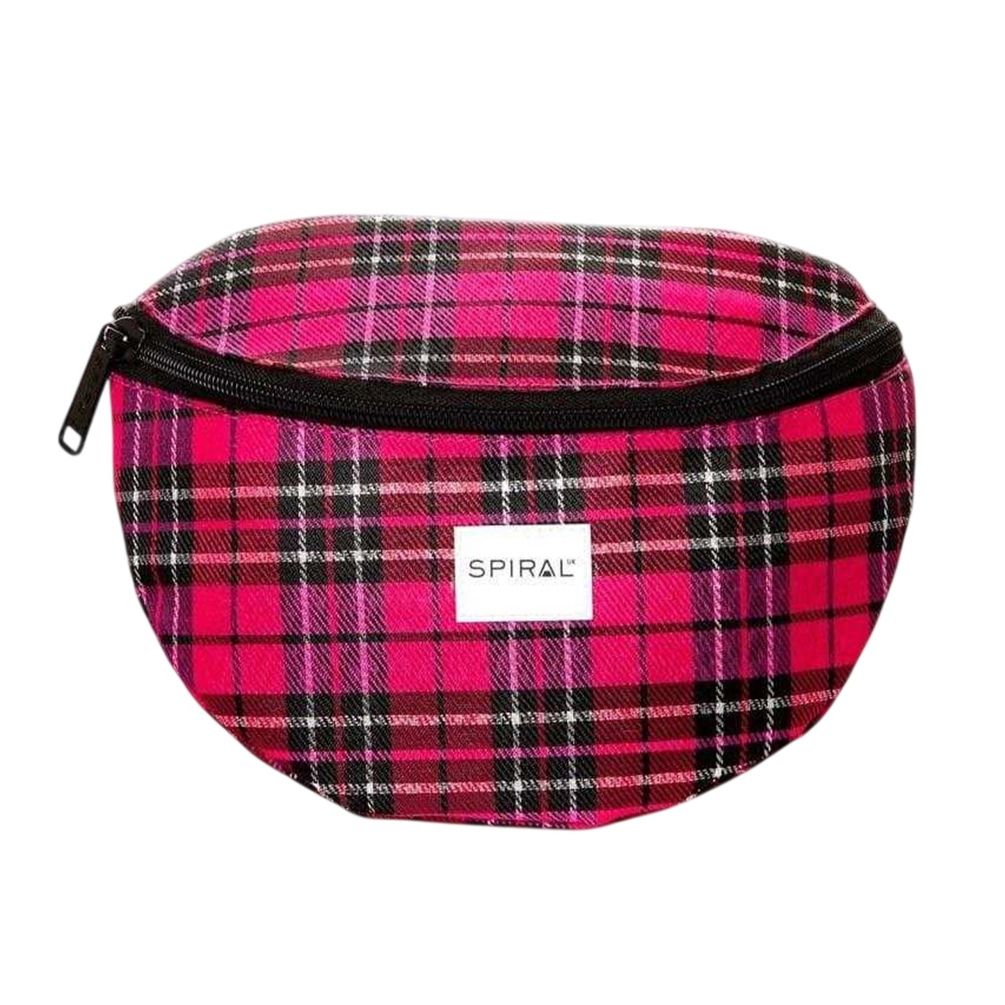 Pink - Front - Spiral Plaid Polyester Waist Bag