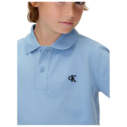 Faded Denim - Side - Calvin Klein Childrens-Kids Essential Polo Shirt