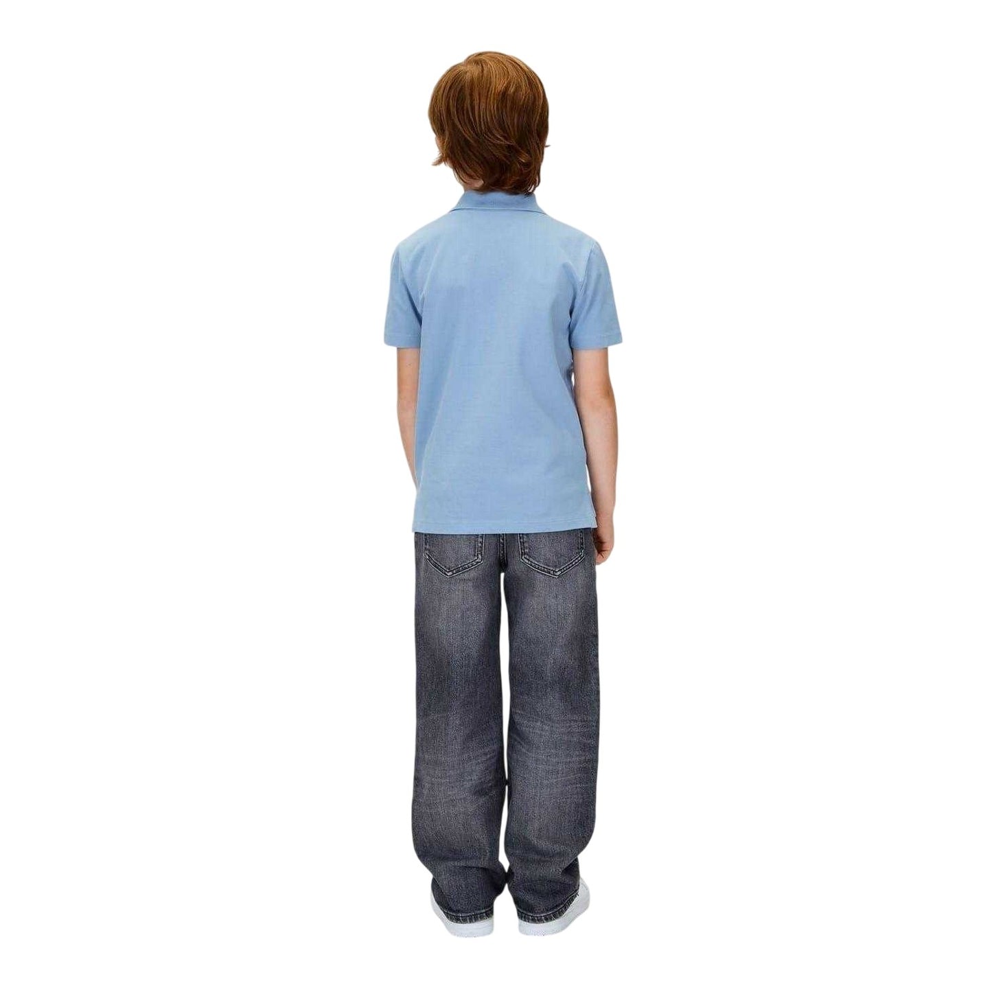 Faded Denim - Close up - Calvin Klein Childrens-Kids Essential Polo Shirt