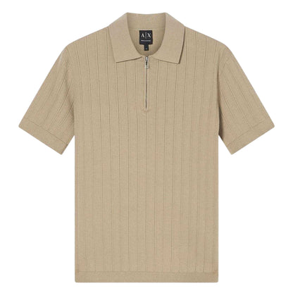 Beige - Front - Armani Exchange Mens Knitted Polo Shirt