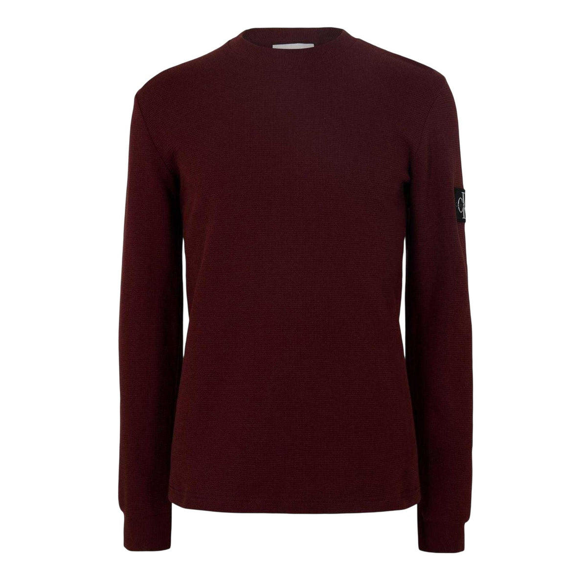 Mocha - Front - Calvin Klein Mens Waffle Long-Sleeved Top