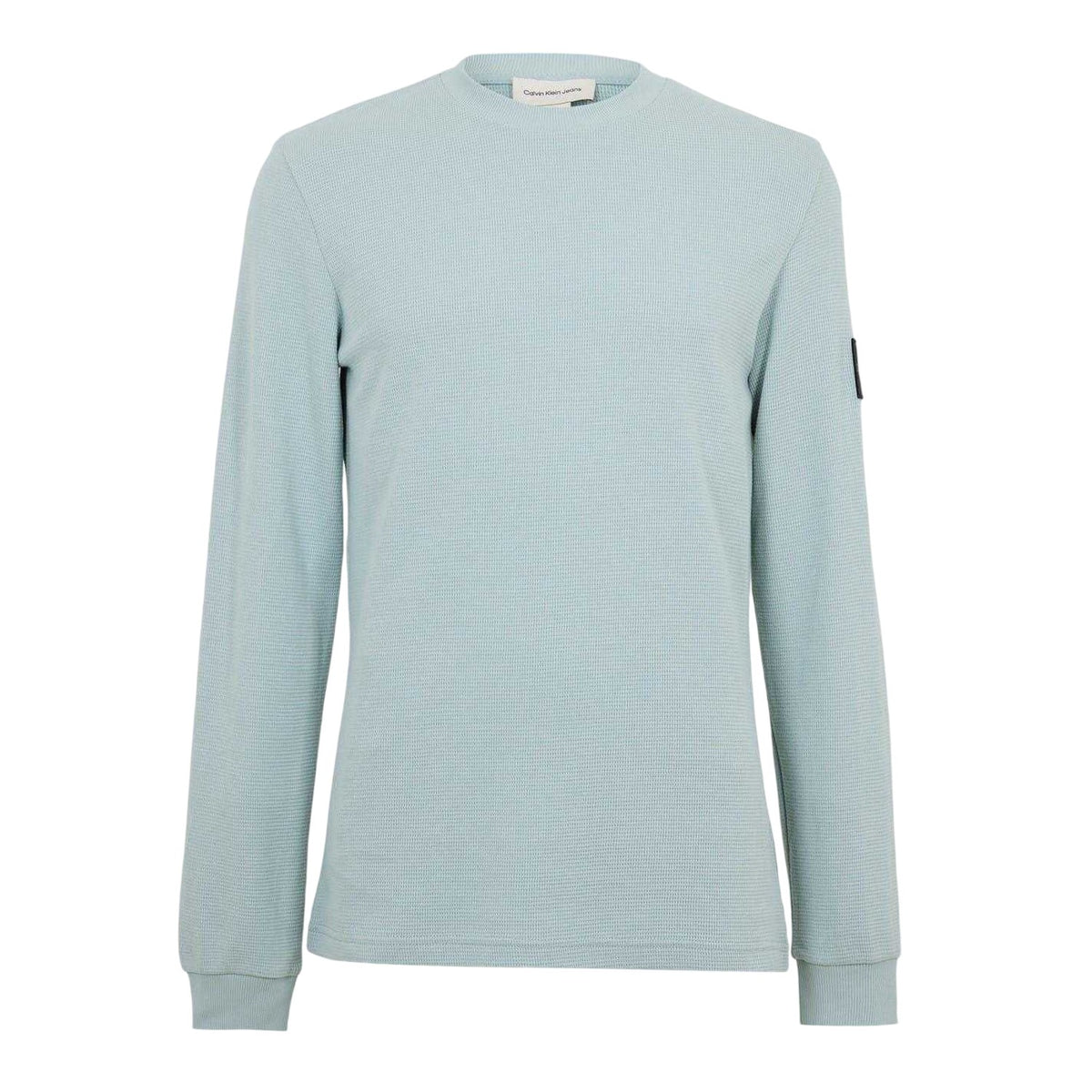 Overcast Grey - Front - Calvin Klein Mens Waffle Long-Sleeved Top
