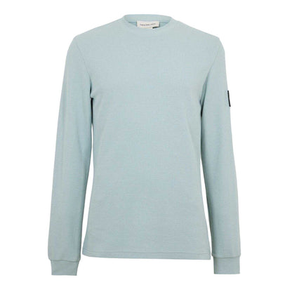 Overcast Grey - Front - Calvin Klein Mens Waffle Long-Sleeved Top