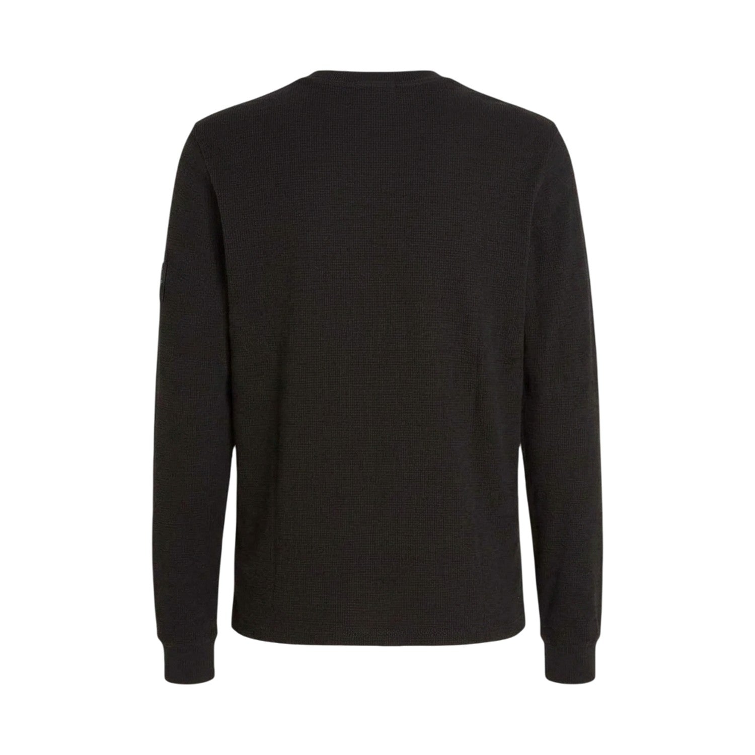 Black - Back - Calvin Klein Mens Waffle Long-Sleeved Top
