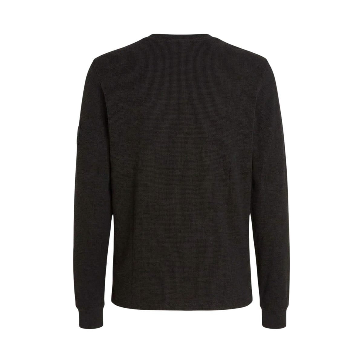 Black - Back - Calvin Klein Mens Waffle Long-Sleeved Top