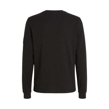 Black - Back - Calvin Klein Mens Waffle Long-Sleeved Top