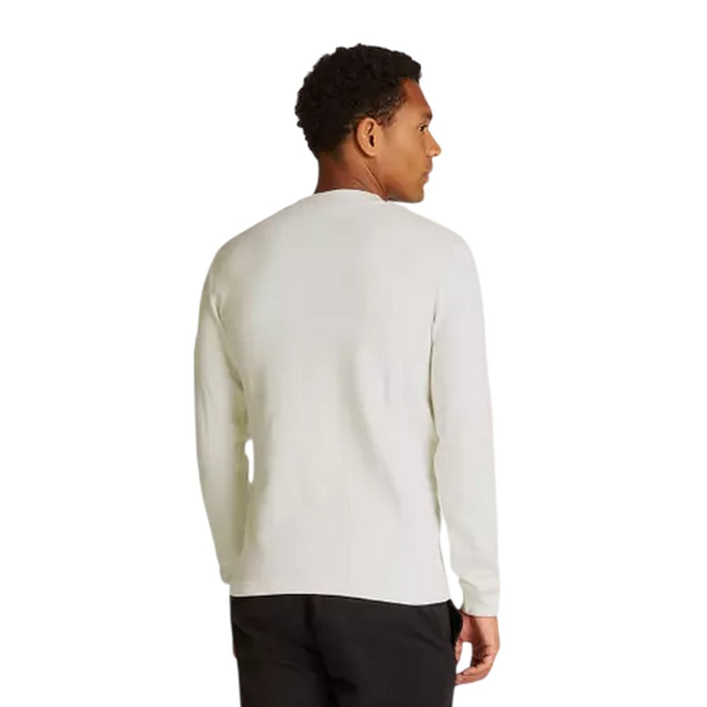 Ivory - Back - Calvin Klein Mens Waffle Long-Sleeved Top