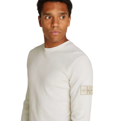 Ivory - Side - Calvin Klein Mens Waffle Long-Sleeved Top
