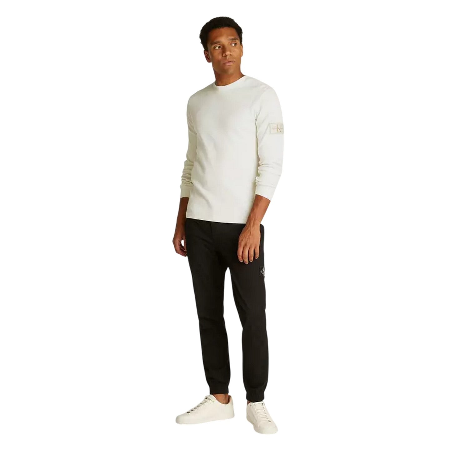 Ivory - Lifestyle - Calvin Klein Mens Waffle Long-Sleeved Top