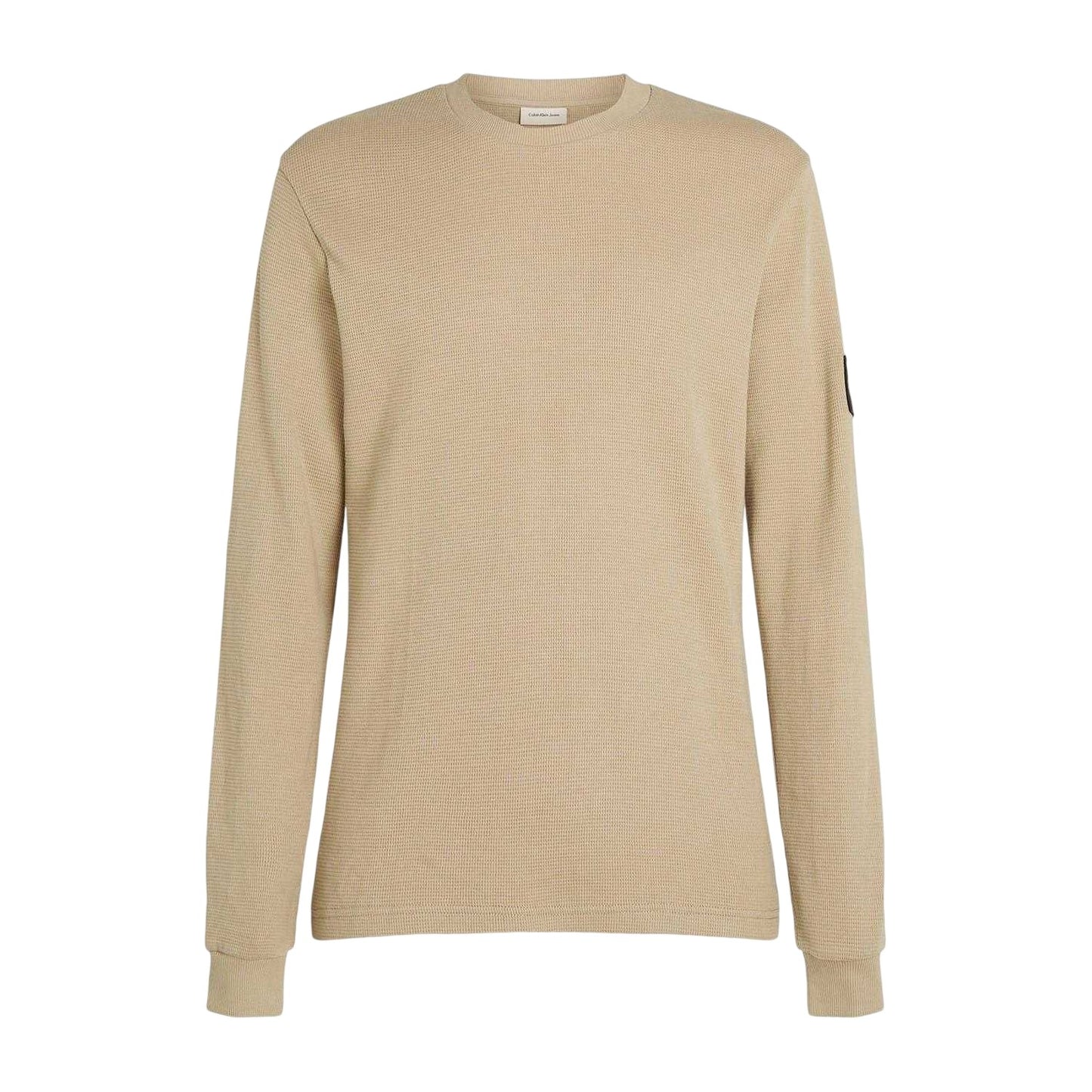 Khaki - Front - Calvin Klein Mens Waffle Long-Sleeved Top