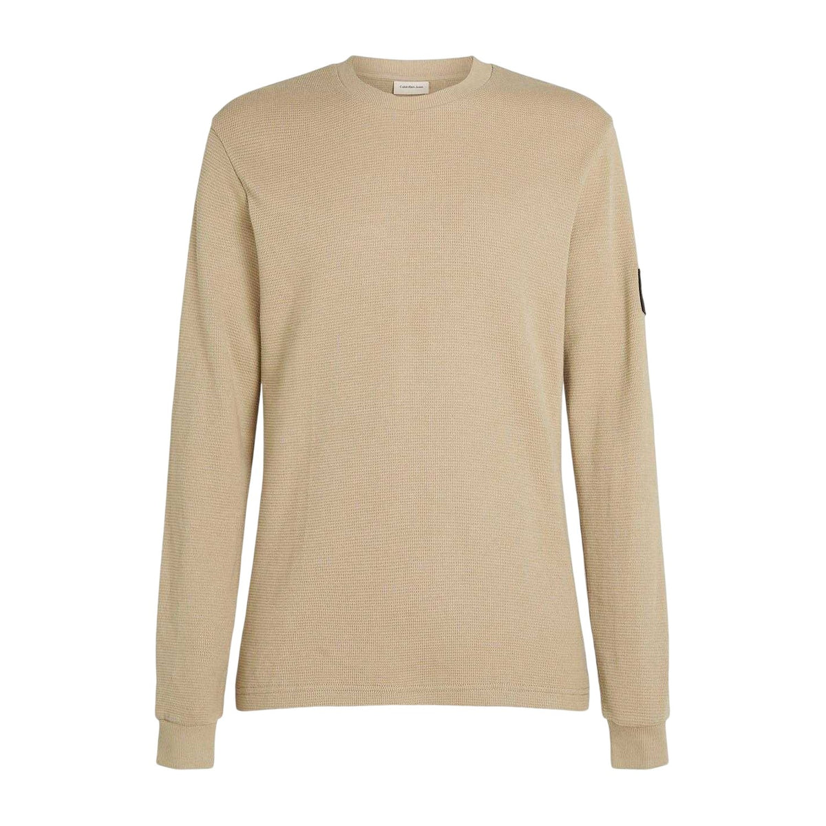 Khaki - Front - Calvin Klein Mens Waffle Long-Sleeved Top