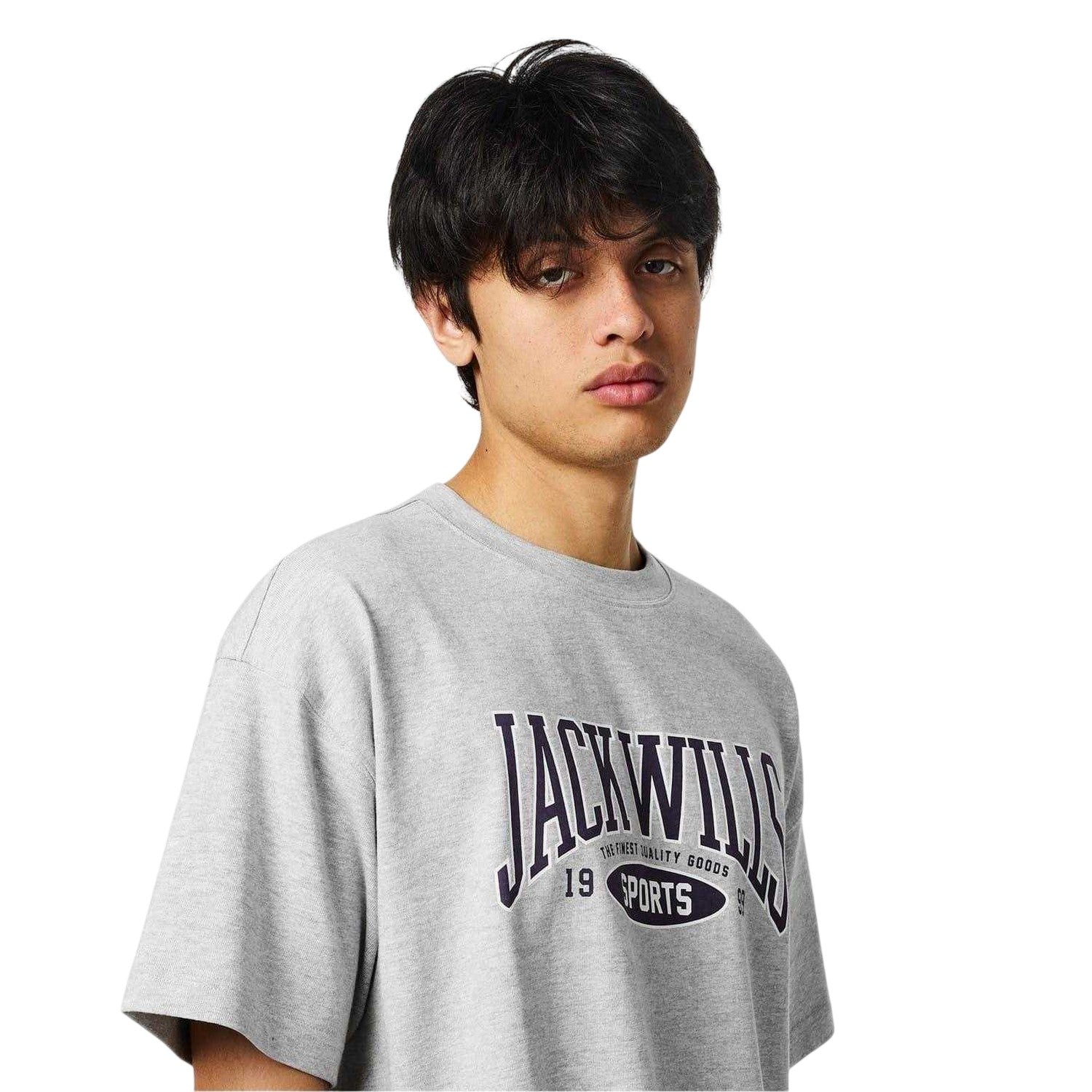 Grey Marl - Side - Jack Wills Mens Team Jersey Crew Neck T-Shirt