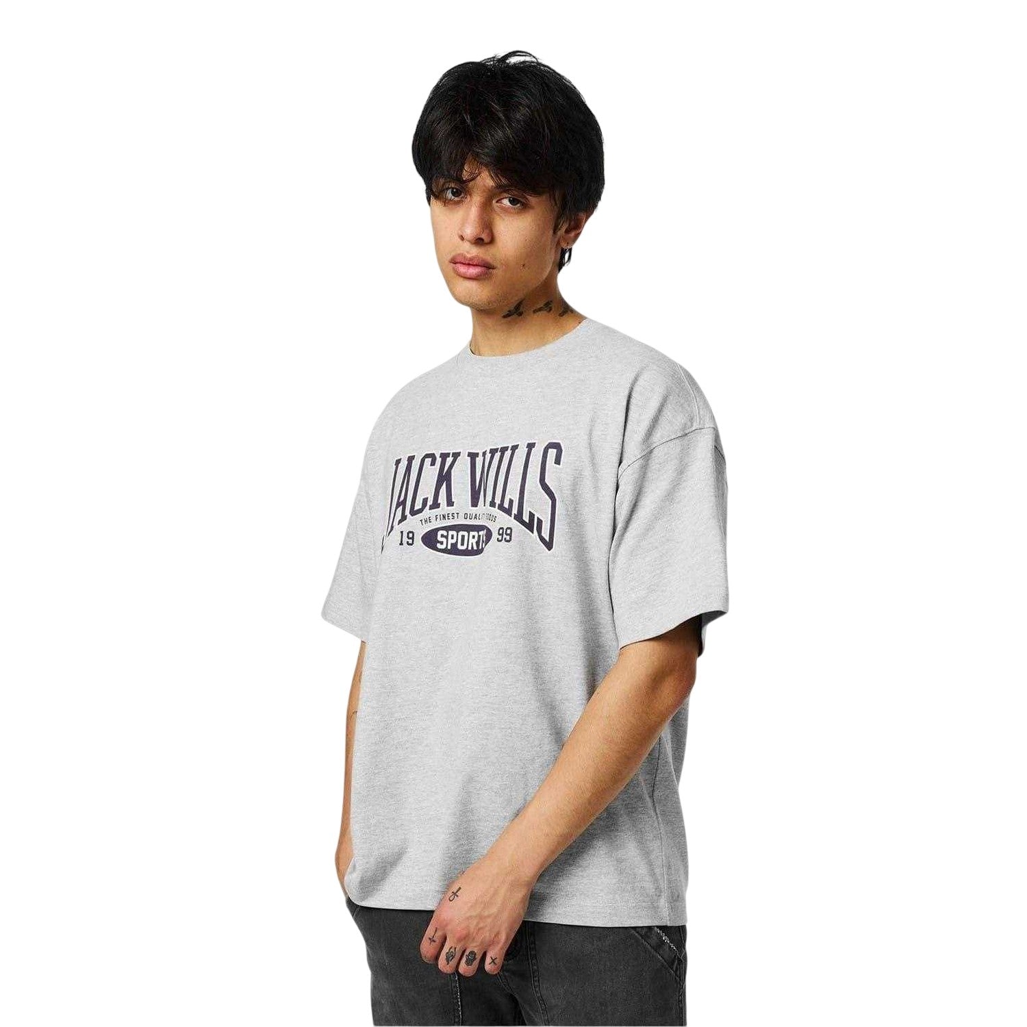 Grey Marl - Lifestyle - Jack Wills Mens Team Jersey Crew Neck T-Shirt