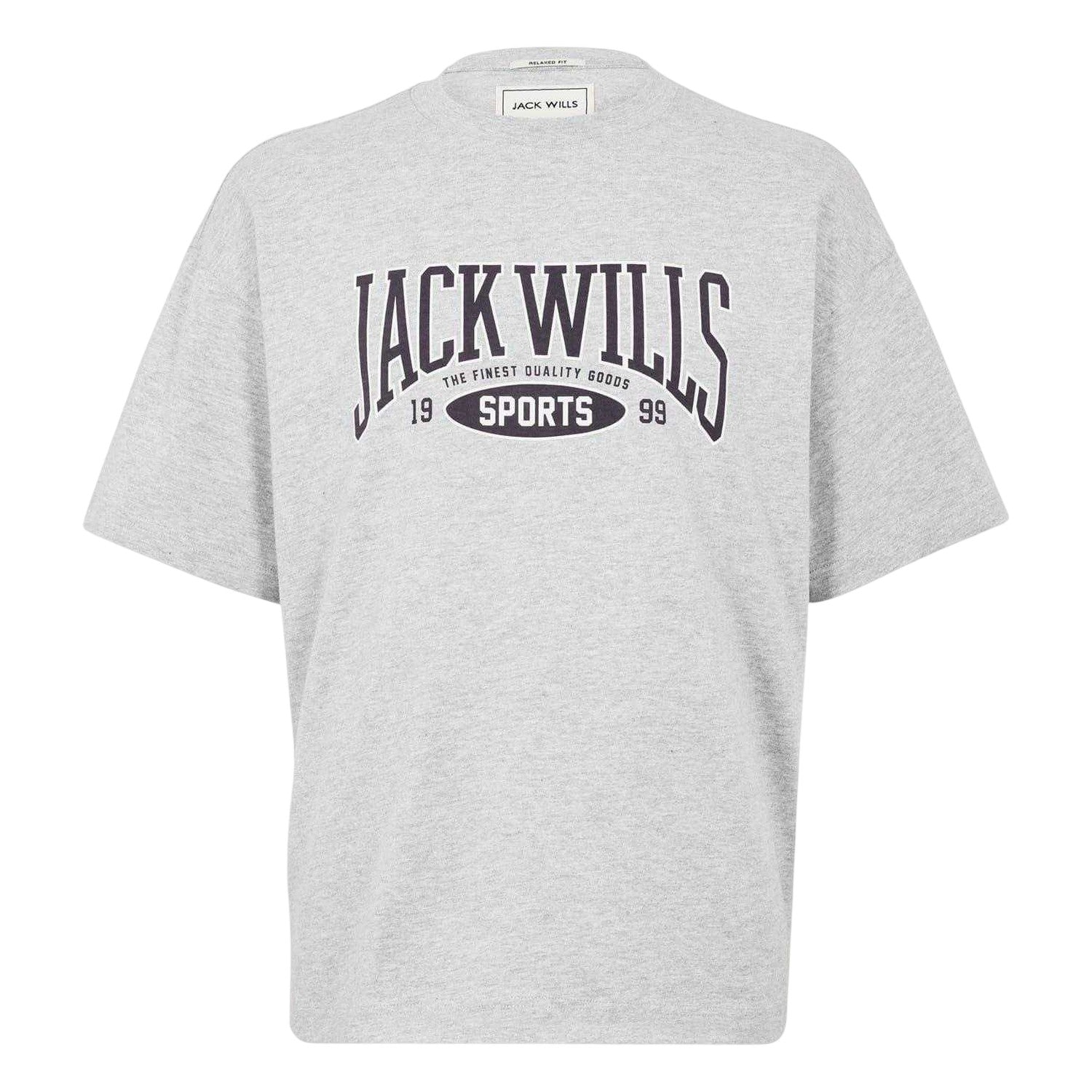 Grey Marl - Front - Jack Wills Mens Team Jersey Crew Neck T-Shirt