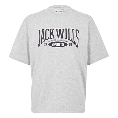 Grey Marl - Front - Jack Wills Mens Team Jersey Crew Neck T-Shirt