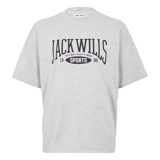 Grey Marl - Front - Jack Wills Mens Team Jersey Crew Neck T-Shirt
