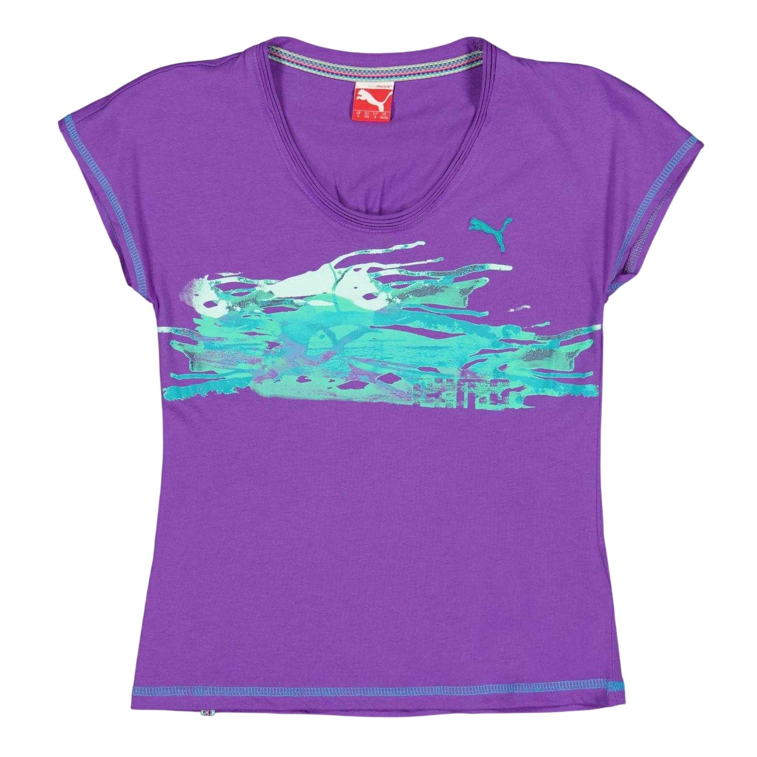 Purple - Front - Puma Girls Wave Regular T-Shirt