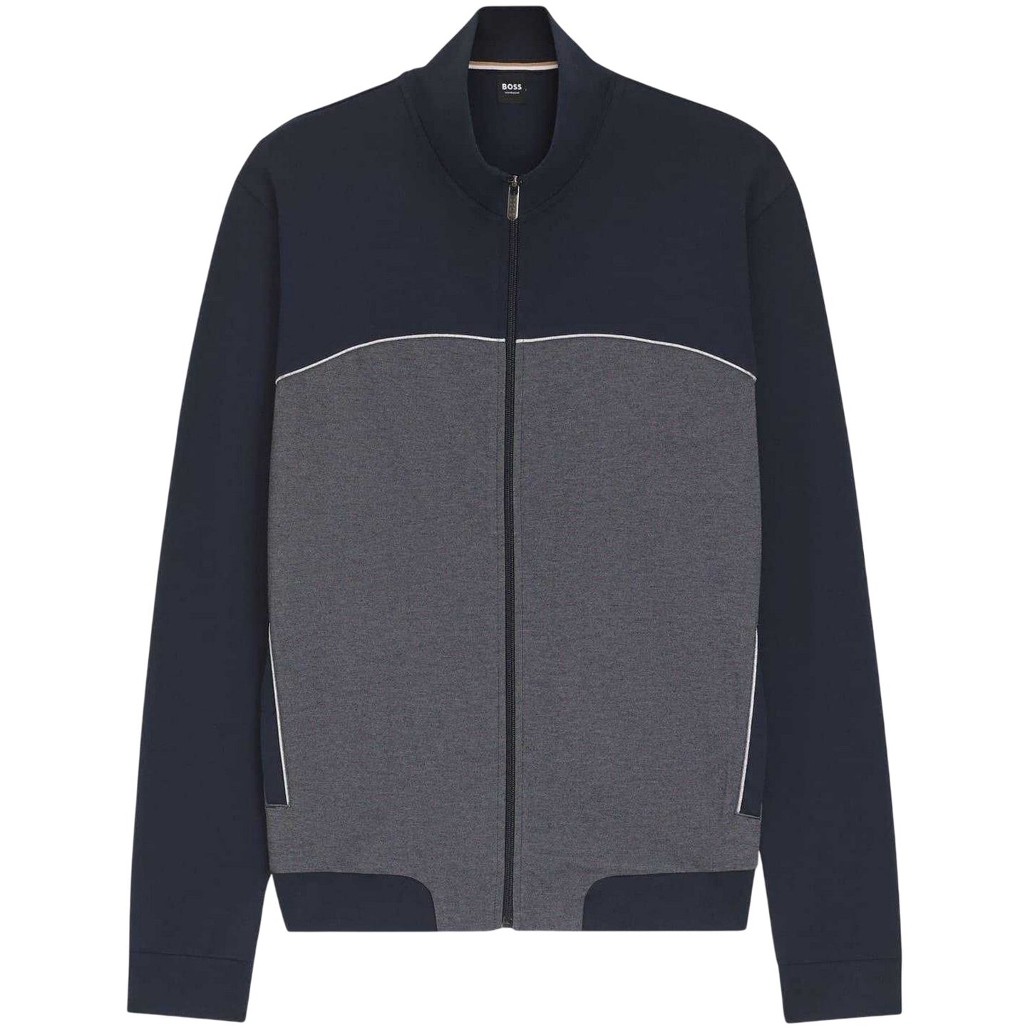 Dark Blue - Front - Boss Mens Contrast Piping Track Jacket