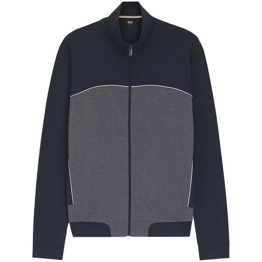 Dark Blue - Front - Boss Mens Contrast Piping Track Jacket