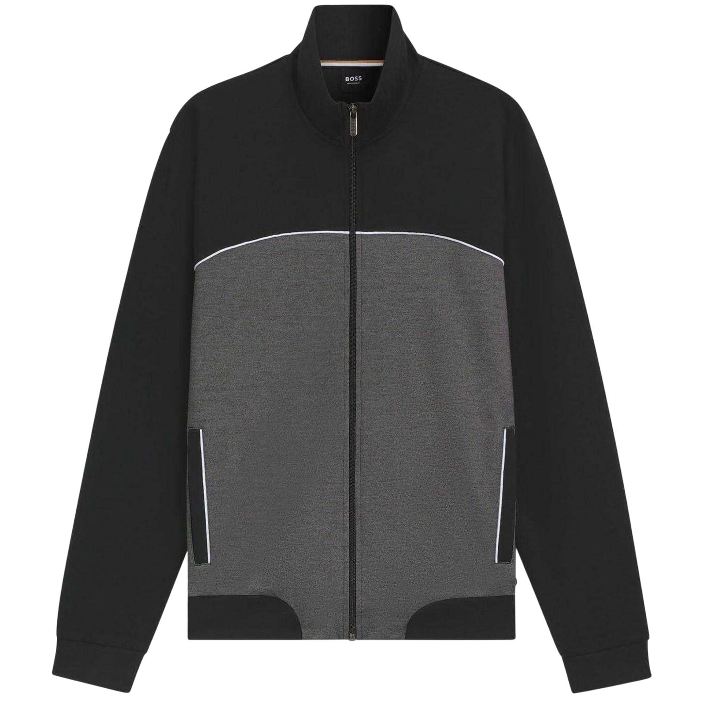 Black - Front - Boss Mens Contrast Piping Track Jacket