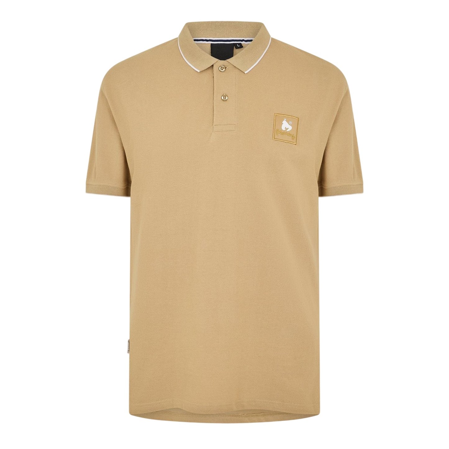 Sand - Front - Money Mens Logo Collared Polo Shirt
