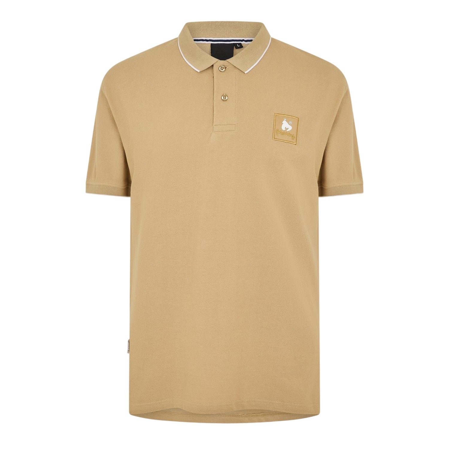 Sand - Front - Money Mens Logo Collared Polo Shirt