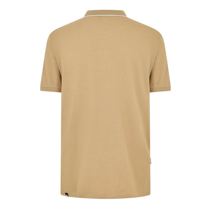 Sand - Back - Money Mens Logo Collared Polo Shirt