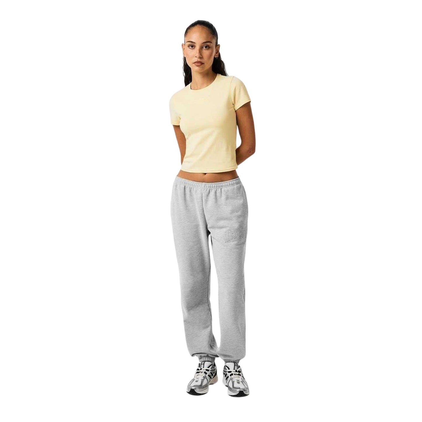 Butter Yellow - Pack Shot - Jack Wills Womens-Ladies Embroidered Cropped T-Shirt