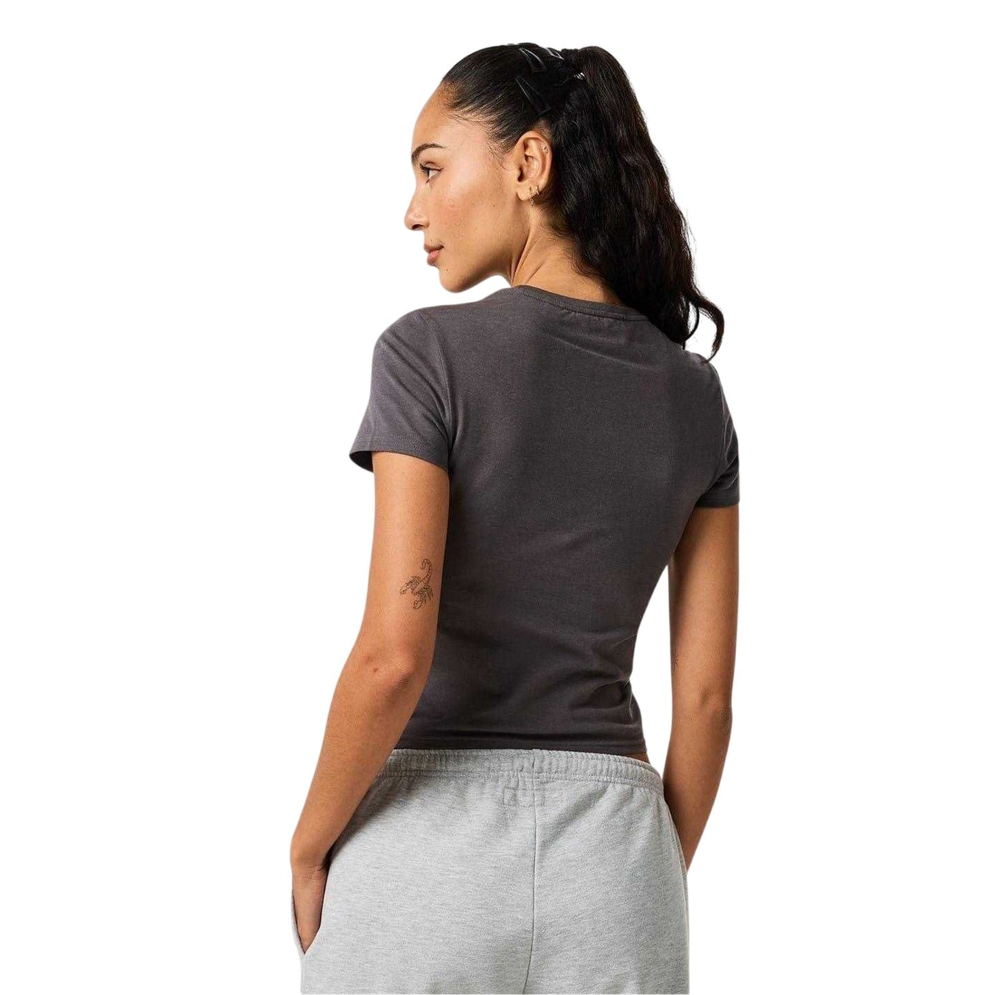 Grey - Back - Jack Wills Womens-Ladies Embroidered Cropped T-Shirt