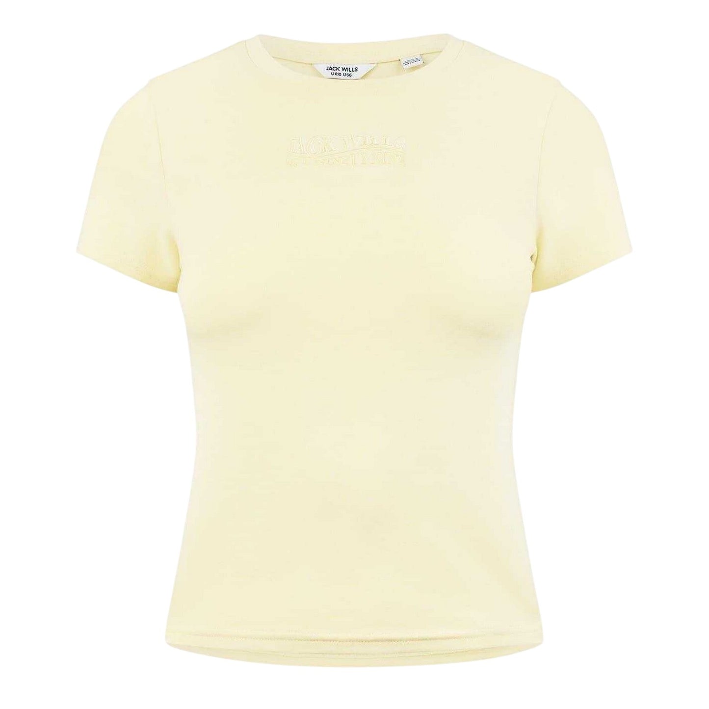 Butter Yellow - Front - Jack Wills Womens-Ladies Embroidered Cropped T-Shirt
