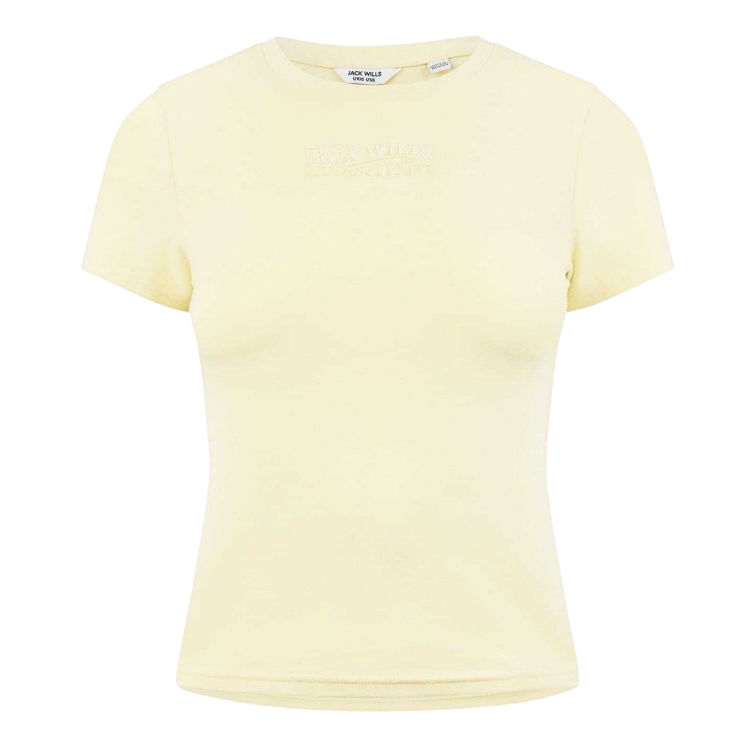 Butter Yellow - Front - Jack Wills Womens-Ladies Embroidered Cropped T-Shirt