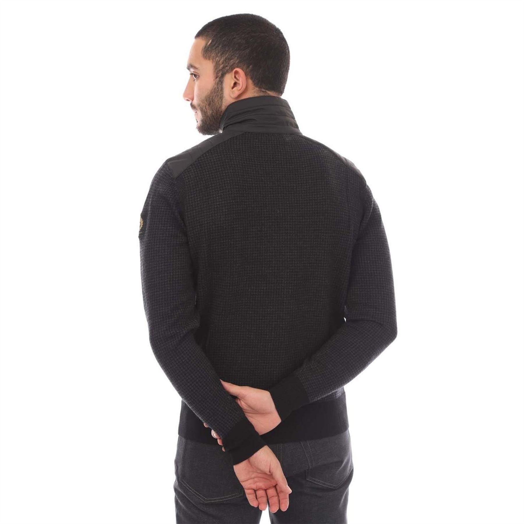 Black - Back - Belstaff Mens Virgin Wool Cardigan